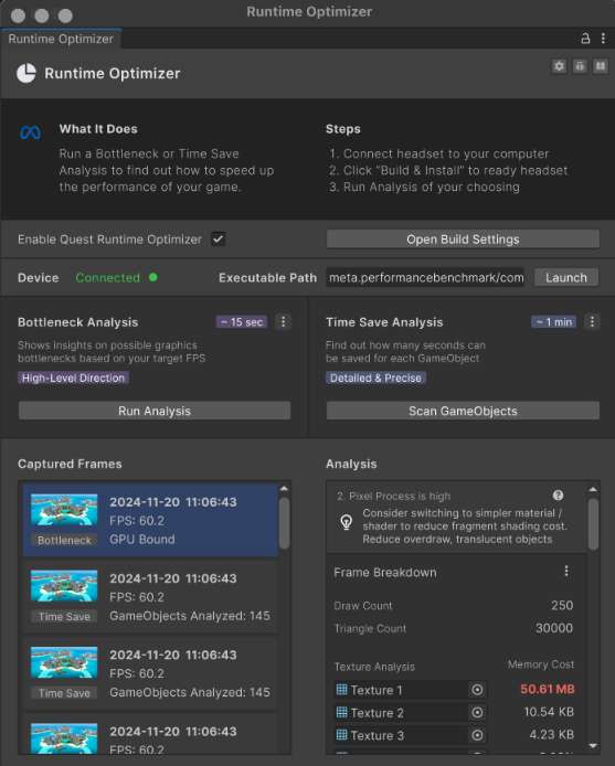 简化运行时优化工作 ，Meta发布Quest Runtime Optimizer for Unity