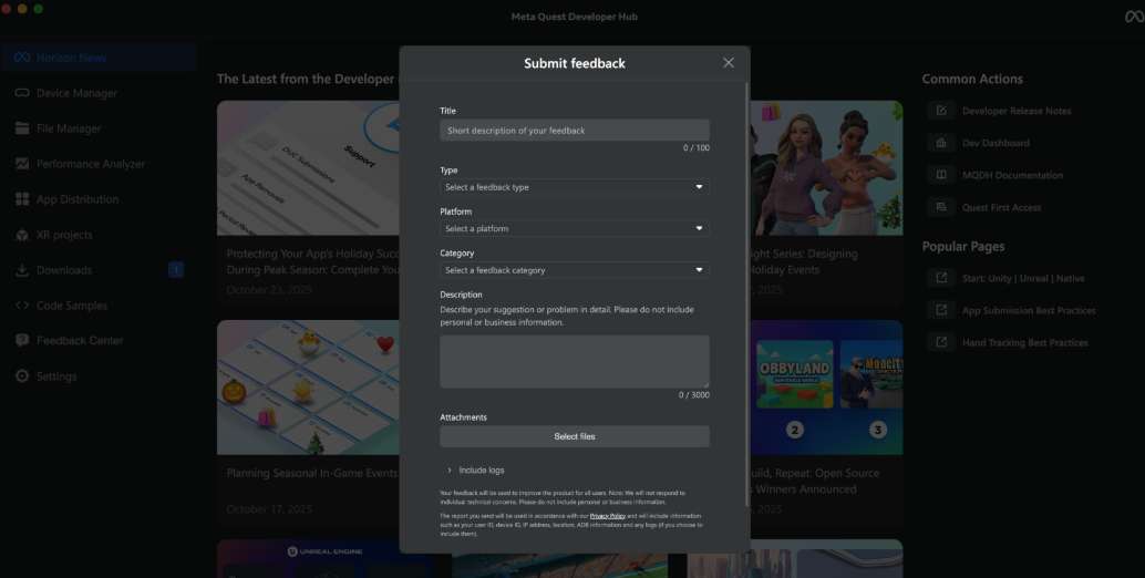 透明化开发新体验,Meta Horizon反馈中心推出公共投票板