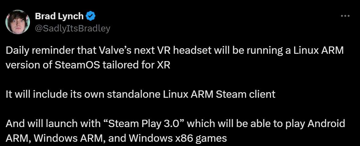 传Valve下一代VR头显将搭载定制版SteamOS,转译支持x86游戏