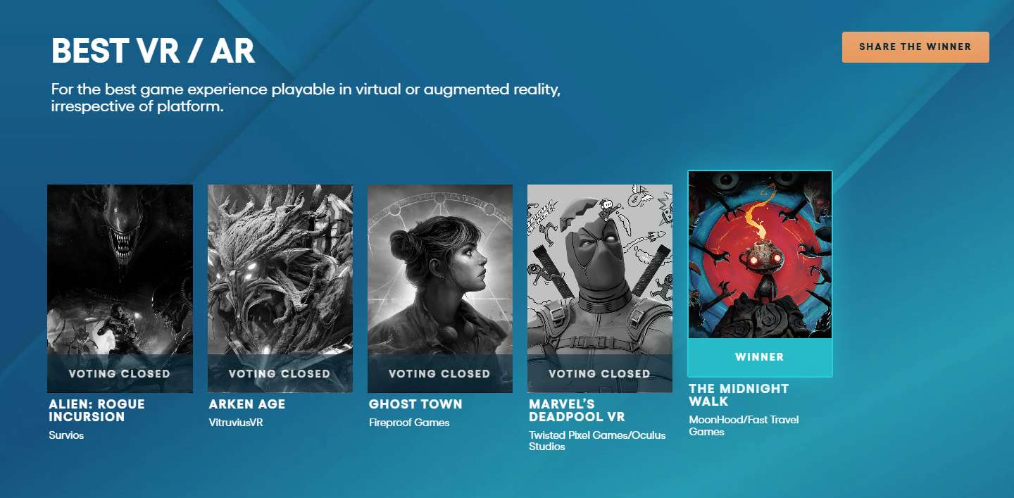 力压“死侍”和“异形”,《The Midnight Walk》获TGA最佳AR/VR游戏