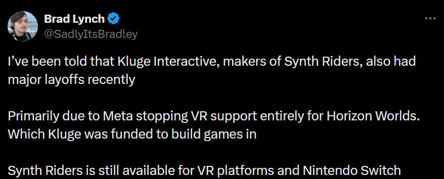 受Meta收缩影响,《Synth Riders》开发商裁员过半