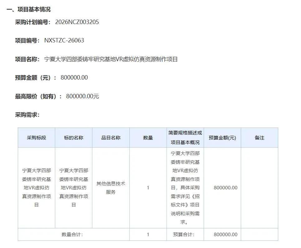 宁夏大学80万招标VR虚拟仿真资源制作