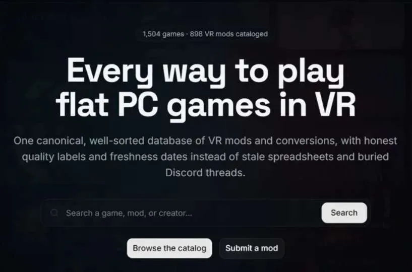 Mod一站通,PCVR Central提供超1500款游戏、近900个Mod