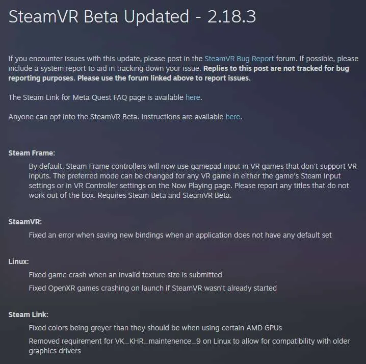 V社发布SteamVR Beta 2.18.3