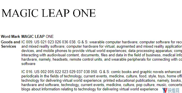 商标暗示Magic Leap首款AR设备或叫 Magic Leap One