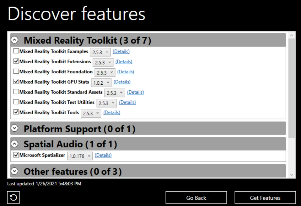 微软发布Unity版 Mixed Reality Feature Tool
