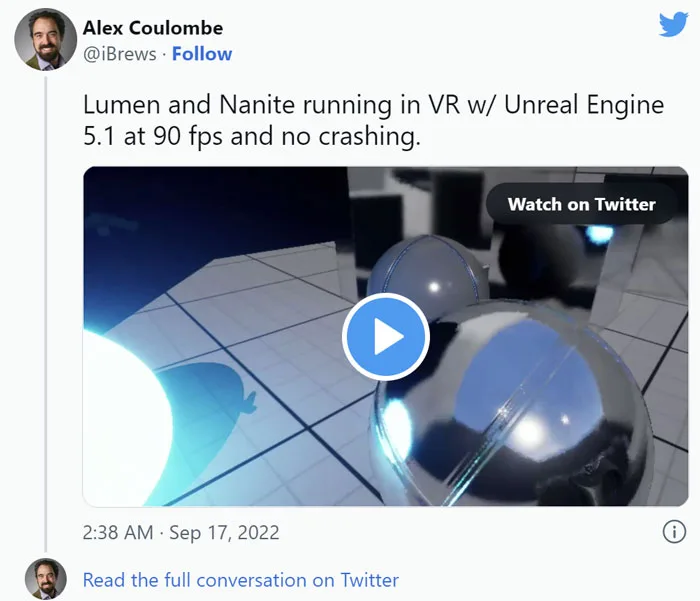 Unreal 5亮眼特性Nanite、Lumen已正式支持VR开发