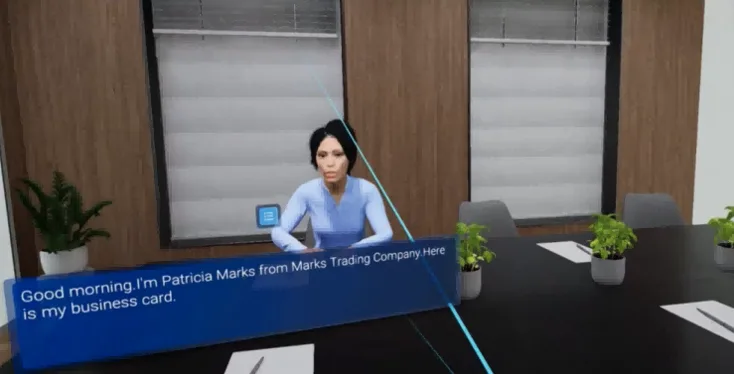 中科睿智XR团队在VR外语实训系统中，应用VR+AI技术结合ChatGPT技术，完成产品迭代