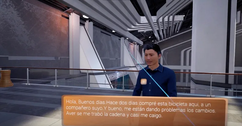 中科睿智XR团队在VR外语实训系统中，应用VR+AI技术结合ChatGPT技术，完成产品迭代