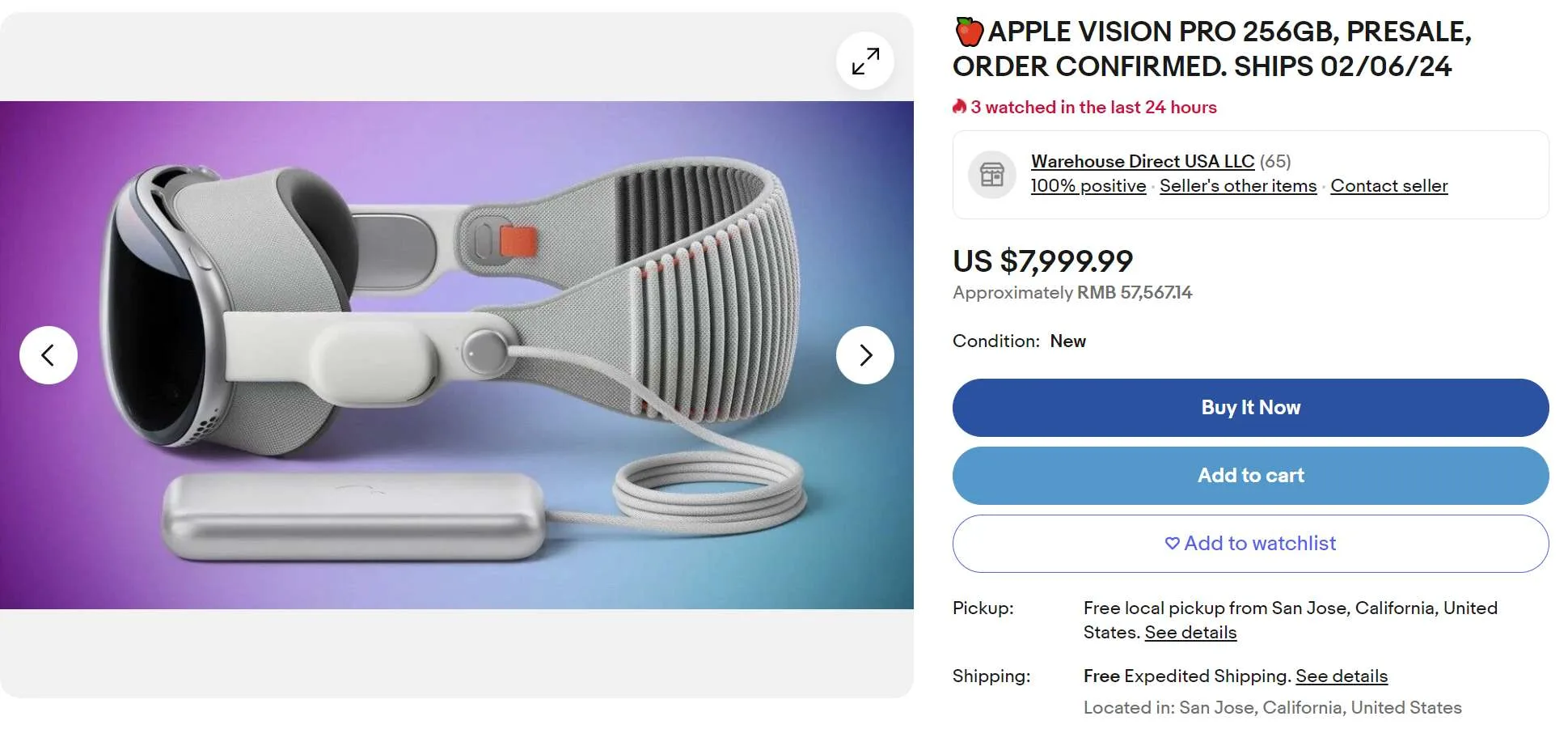 苹果Vision Pro预购火热,发向中国的二手转卖价最高翻至5.8万元