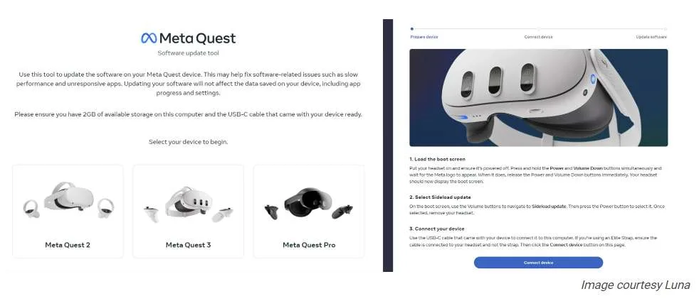 Meta发布允许Quest通过数据线进行强制软件更新的工具