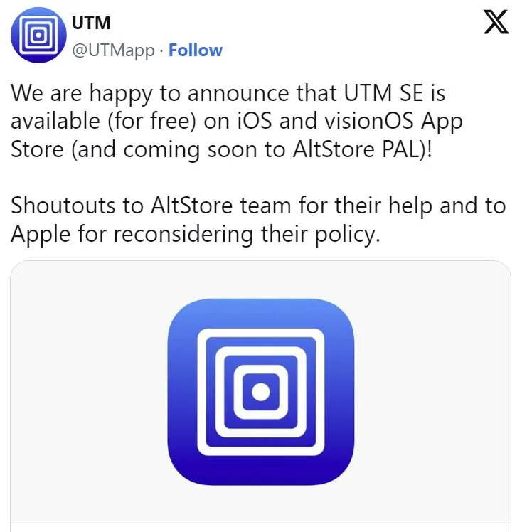 PC模拟器UTM SE虚拟机登陆苹果 visionOS Store