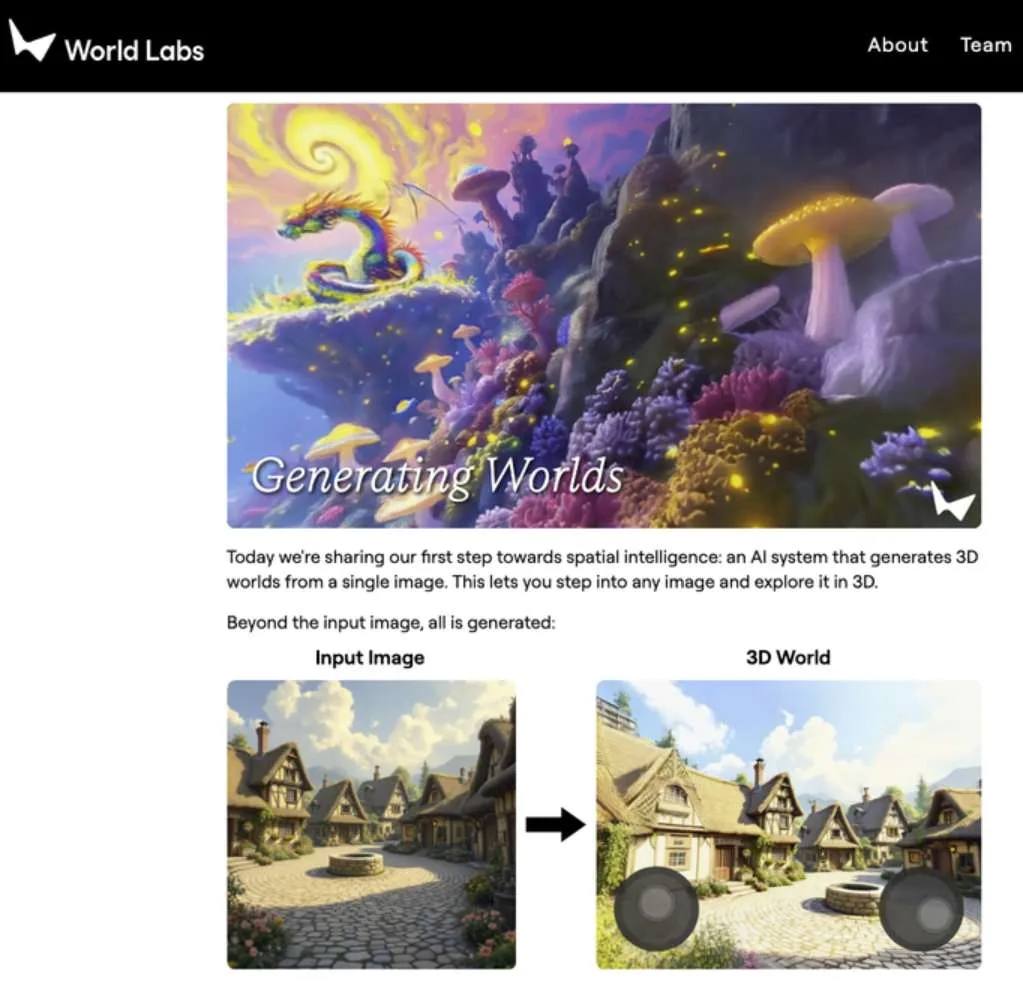 李飞飞公司World Lab分享通过单张图像生成三维世界