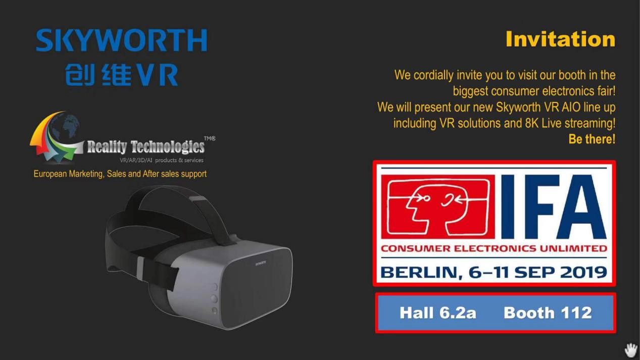 创维VR 正式亮相欧洲，展示最前沿的5G 8K VR直播系统