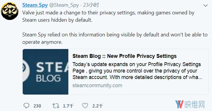 Steam限制数据访问，SteamSpy称将停运，源于Facebook事件影响